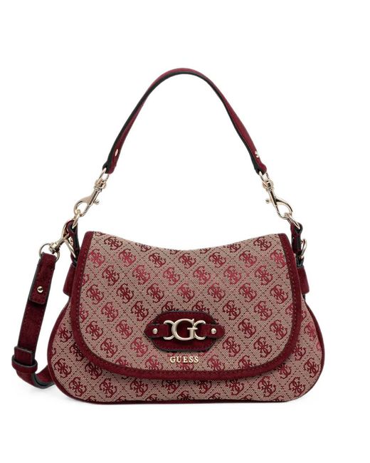Guess Purple Samantha Logo-Monogram Shoulder Bag