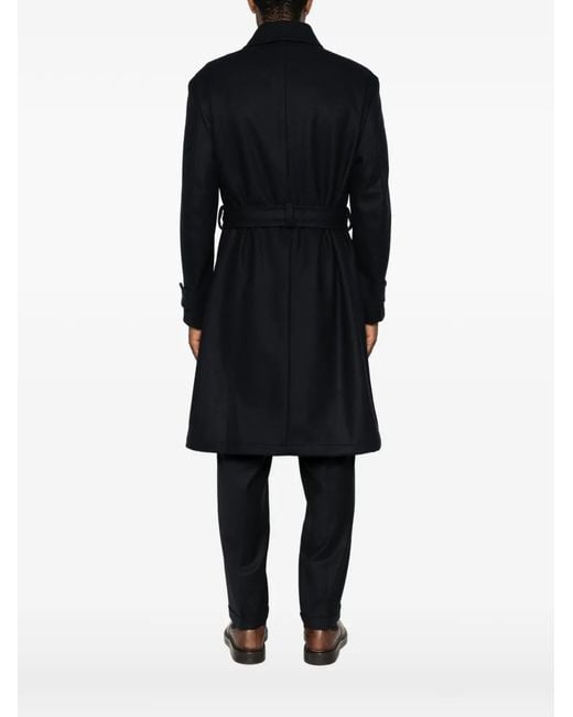 Barena Black Belted Button-Down Coat for men