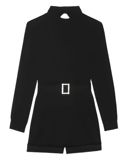 Saint Laurent Black Open-Back Belted Playsuit