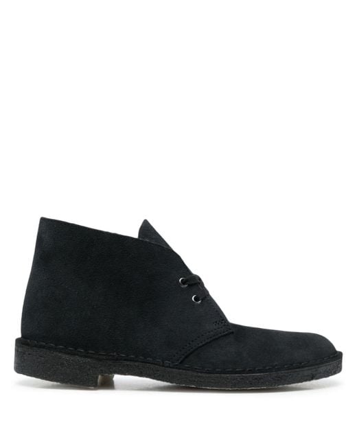 clarks desert boots black leather