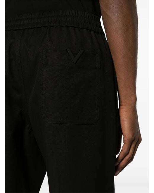 Valentino Garavani Black V-Detail Canvas Trousers for men