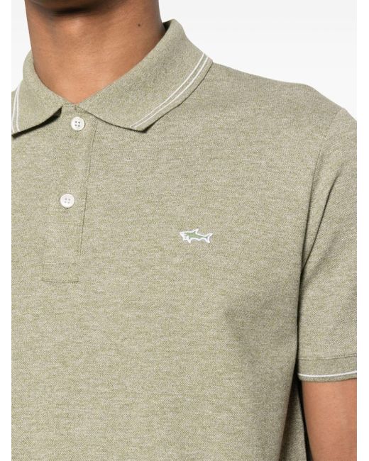 Paul & Shark Green Logo-patch Cotton Polo Shirt for men