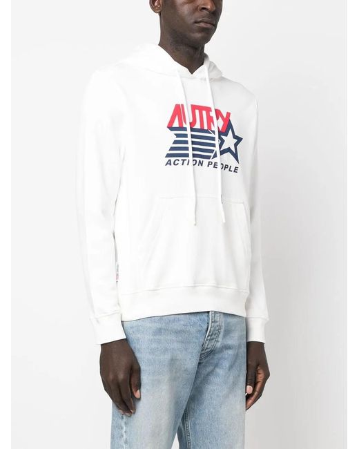 Autry White Drawstring Hoodie for men
