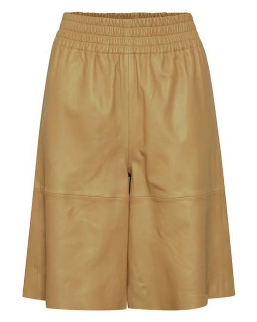 Gestuz Alana Leren Shorts in het Natural