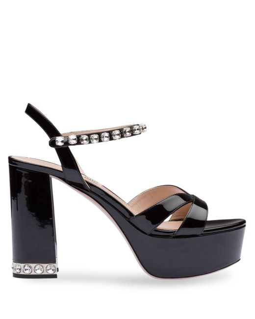 Miu miu crystal embellished sandals sale