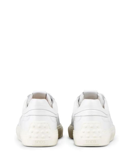 Tod's White Automobili Lamborghini Panelled Lace-Up Leather Sneakers for men