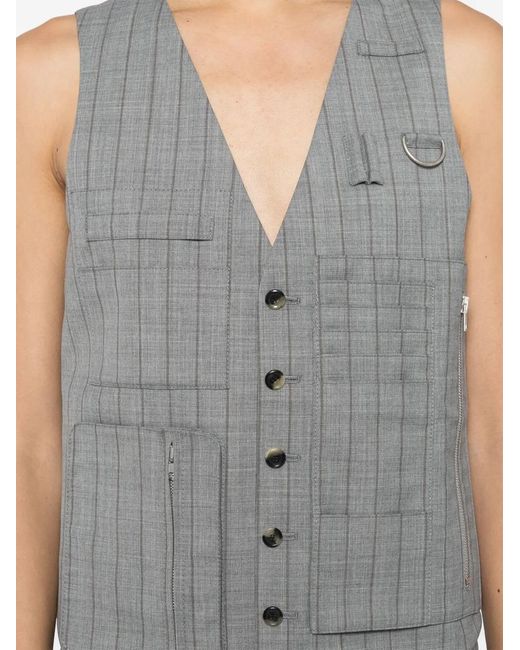 Moschino Gray Checked Waistcoat