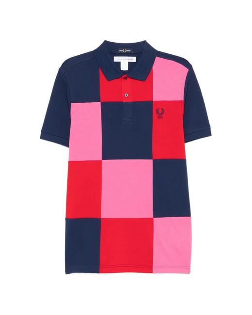 Comme des Garçons Blue X Fred Perry Patchwork Cotton Polo Shirt for men