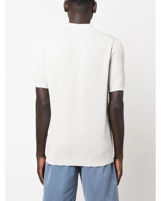 Brunello Cucinelli White Cotton Polo Sweater for men
