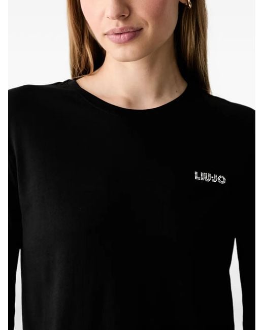 Liu Jo Black Logo-Embellished Long-Sleeve T-Shirt
