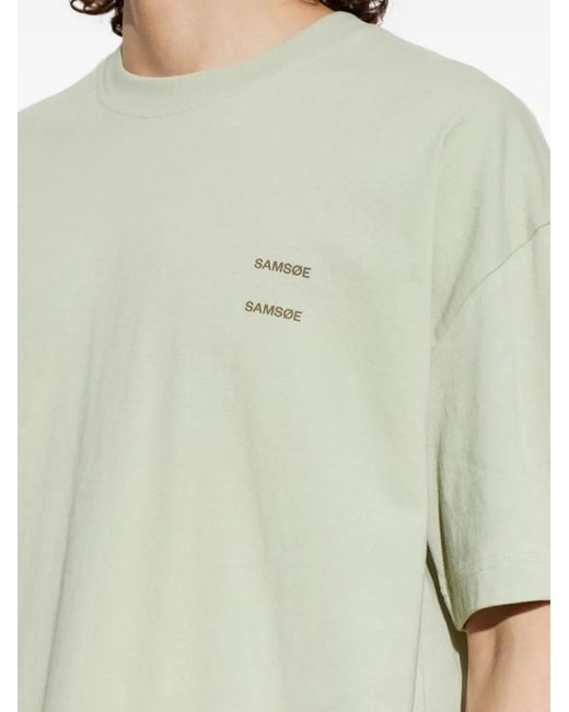 Samsøe & Samsøe White Joel Logo-Print T-Shirt for men