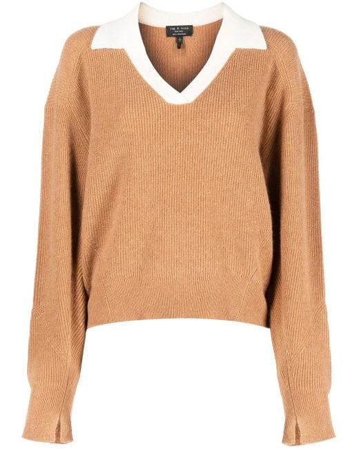 Rag & Bone Orange Collared Cashmere Jumper