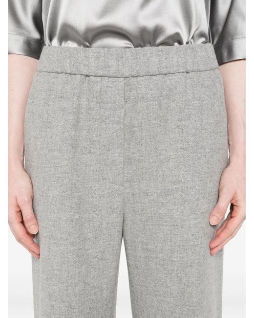 Peserico Gray Elastic-waist Wool Trousers