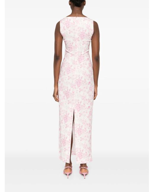 Abito Lungo Con Stampa di ROWEN ROSE in Pink