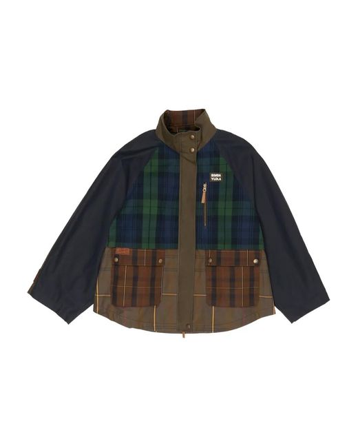 Bimba Y Lola Blue Plaid Zip-Fastening Jacket