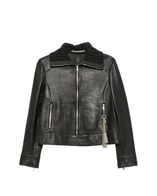 The Jackie Leathers Black Veste En Cuir À Fermeture Zippée