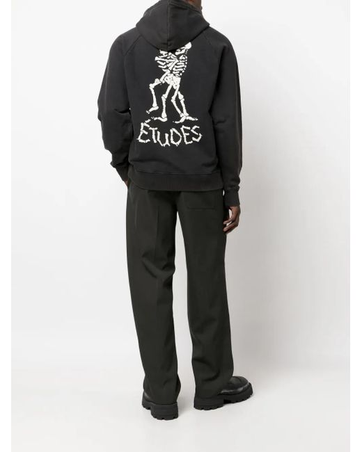 Etudes Studio Black Logo-Print Drawstring Hoodie for men