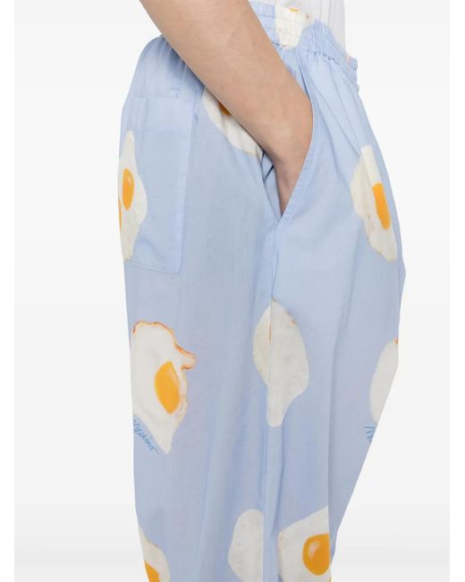 Moschino Blue Graphic-Print Trousers for men