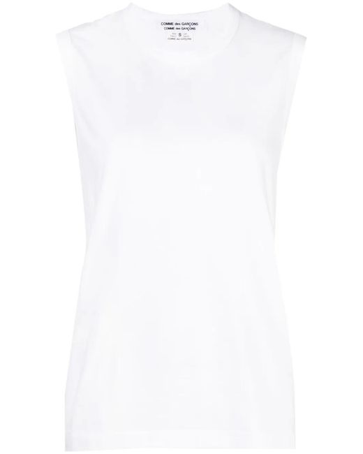 Comme des Garçons White Crew Neck Cotton Vest Top