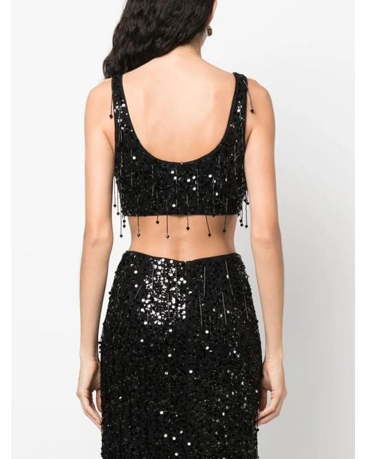 Jonathan Simkhai Black Paillette-Embellished Cropped Tank Top