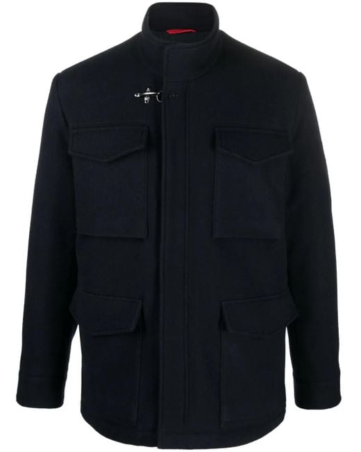 Fay Blue Field Drawstring-Waist Wool Blend Jacket for men