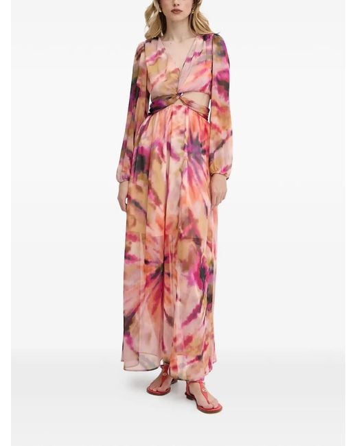 Morgan Red Tie-Dye Cut-Out Maxi Dress