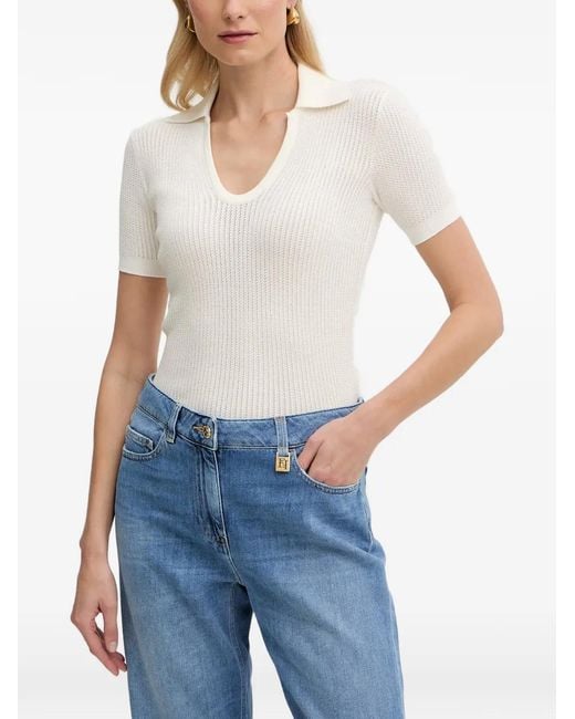 Elisabetta Franchi Blue Logo-Patch Knitted Top