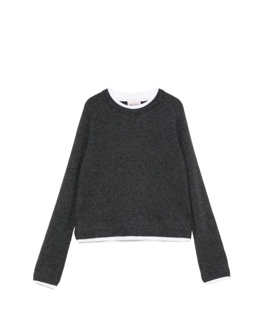 Semicouture Black Layered-Effect Raglan-Sleeve Sweater