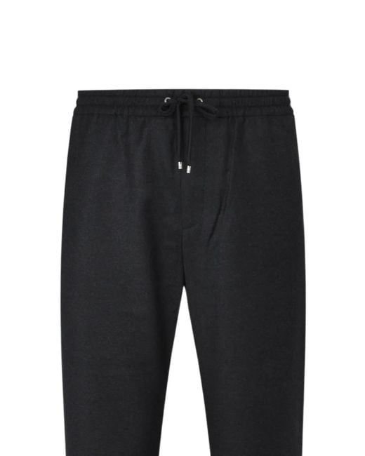 Agnona Black Drawstring-Waist Flannel Trousers for men