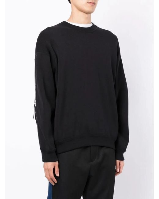 3.1 Phillip Lim Black Crewneck Zip-Sleeve Jumper for men