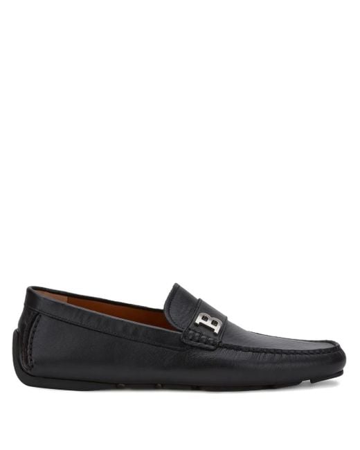 Bally Black Driver Leather B-Detail Loafers for men