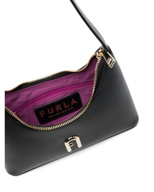 Furla Black Schultertasche Mit Logo-Schild