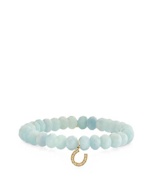 Sydney Evan Blue Aquamarine And Diamond Horseshoe Bracelet