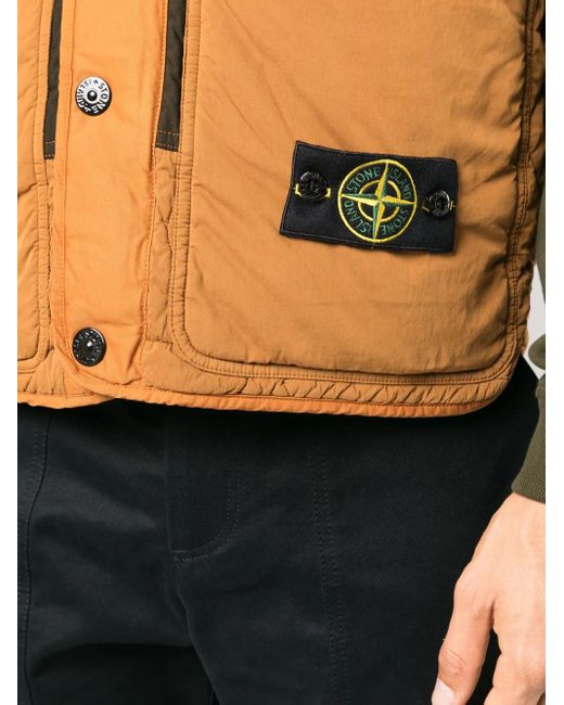 Stone Island Black Compass-Patch Quilted Gilet for men