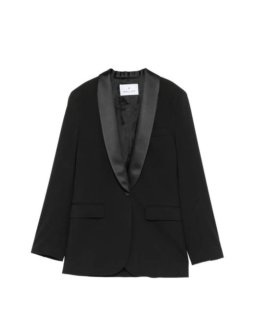 Manuel Ritz Black Loong-Sleeve Single-Breasted Blazer