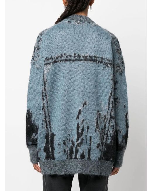DIESEL Blue M-Rodi Patterned Intarsia-Knit Cardigan