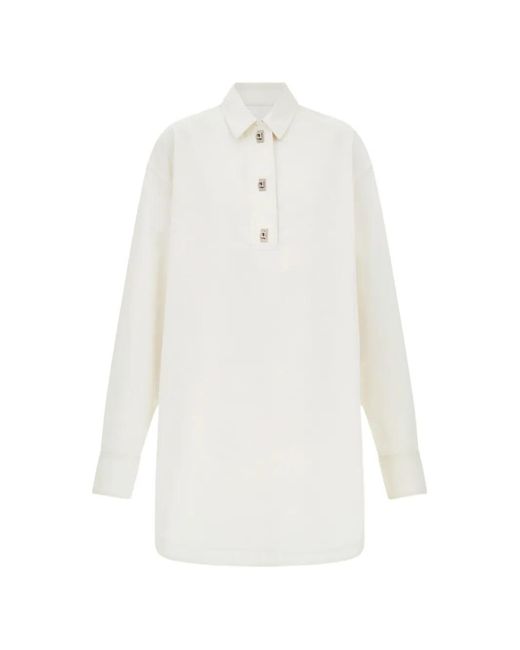 Ferragamo White Cotton And Silk Shirt Dress