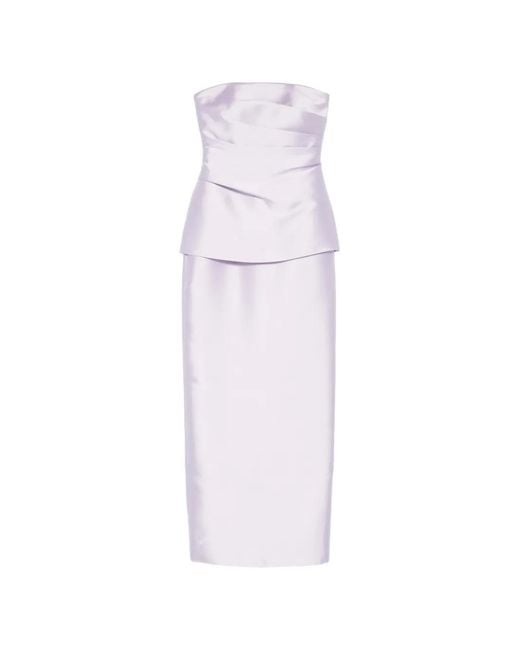 Solace London White Lucille Strapless Layered Maxi Dress