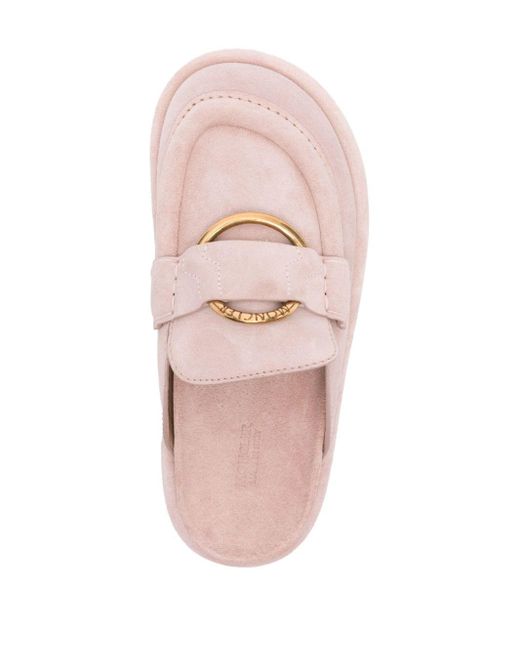 Moncler Pink Bell Suede Mules
