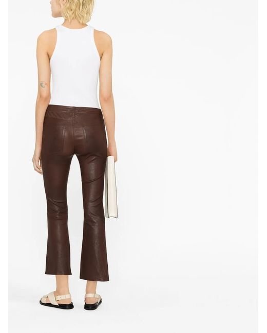 FRAME Brown Flared Polished-Finish Trousers