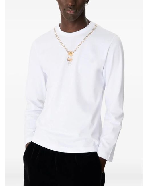 MARINE SERRE White Necklace-Print Long-Sleeve T-Shirt for men