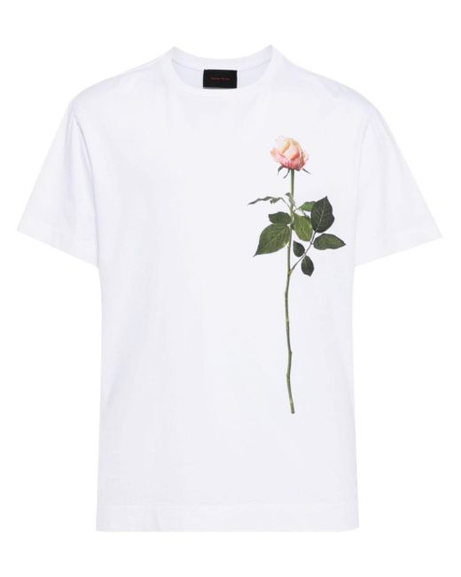 Simone Rocha White T-Shirt mit Rosen-Print