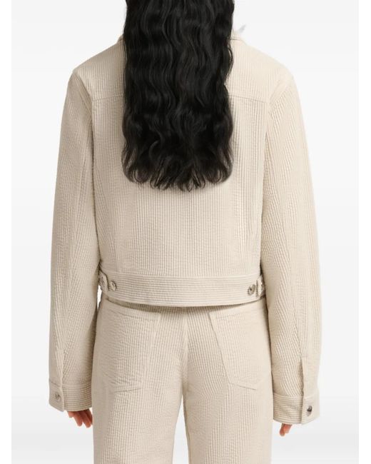 Marni Button-Up Ribfluwelen Jack in het Natural