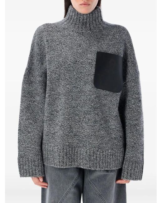 J.W. Anderson Trui Met Hoge Hals En Leren Patch in het Gray