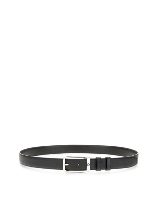 Montblanc White Reversible Textured Calf Leather Belt for men