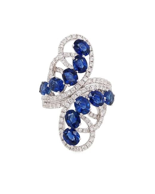 HYT Jewelry Blue 18K Sapphire And Diamond Ring