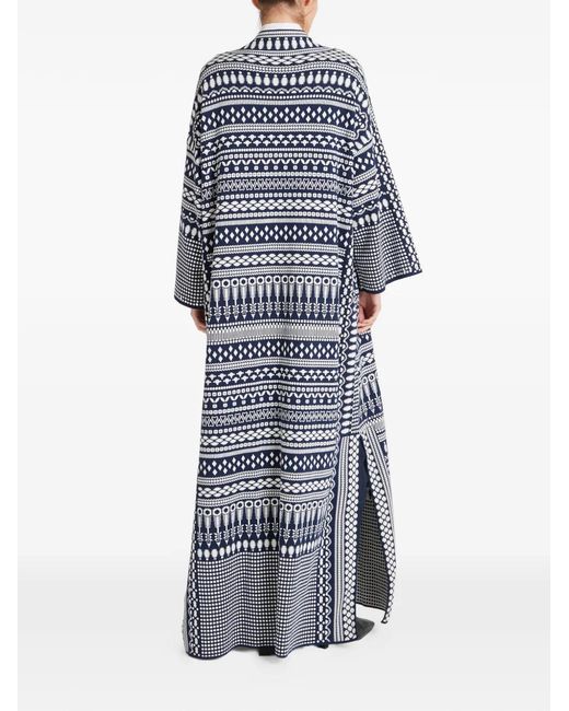 Temperley London Blue Patterned Knit Coat