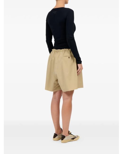 MM6 by Maison Margiela Natural Frayed-Details Cotton Shorts