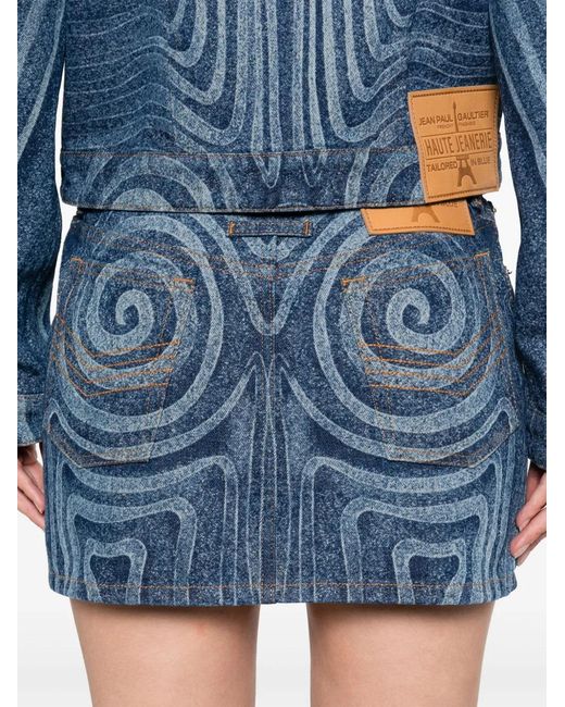 Jean Paul Gaultier レディース ブルー プリント ミニスカート