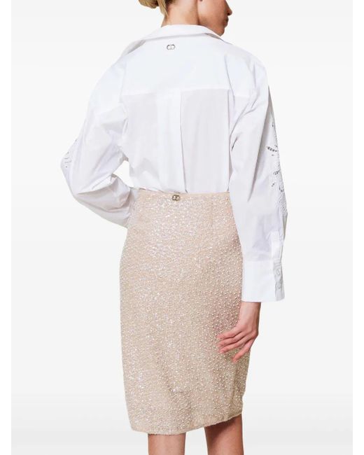 Twinset Natural Sequinned Skirt